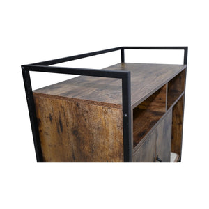 English Elm Rustic Wooden Cat Litter Box Enclosure with Scratching Mat, Rustic Brown Industrial Cat Hideaway 31.9"x17.7"x31.4" W1412P271588