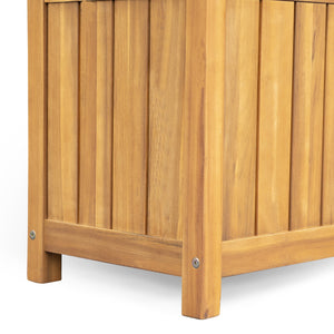English Elm Christopher Knight Home® - Portside Teak 30-Gallon Wood Deck Box — Solid Acacia, Weather & UV-Resistant Storage Bench with Lid Supports N775P251111T