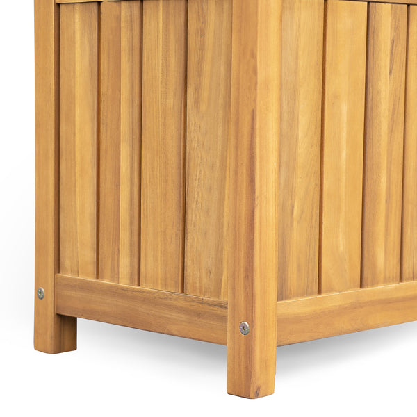 English Elm Christopher Knight Home® - Portside Teak 30-Gallon Wood Deck Box — Solid Acacia, Weather & UV-Resistant Storage Bench with Lid Supports N775P251111T