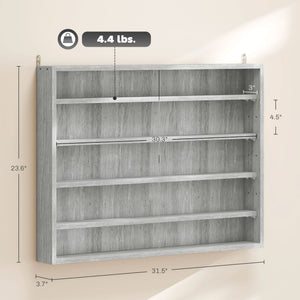 English Elm Wall-mounted Shadow Box Cabinet with Glass Doors and Five Adjustable Shelves White T3971P412891