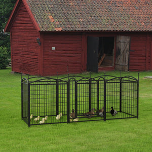 English Elm Dog Playpen 8 Panel Heavy Duty Iron Pet Fence Foldable Indoor Outdoor Exercise Pen Black W368P234000