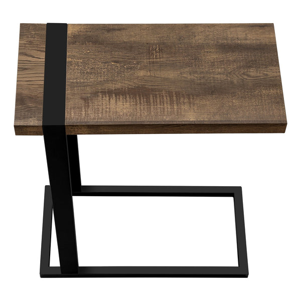 English Elm Accent C-Shaped Side Table with Reclaimed Wood-Look Top and Sleek Metal Frame for Small Spaces Brown 28 L x 13 W x 6 H B2710P219144