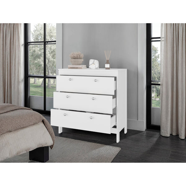 English Elm Wenge Finish 3-drawer Chest for Bedroom Storage with Modern Minimalist Appeal B062P486506