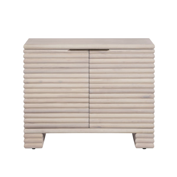 Crestview Collection Coastal Sleek Bleached Wood Cabinet With Textured Front, Hidden Pulls & Ample Storage For Living Room Cream Solid Wood Cvfdr1229