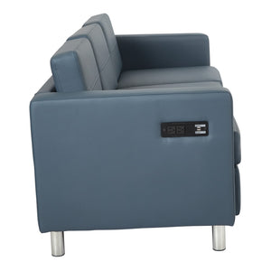 OSP Home Furnishings Atlantic Modern Sofa with Built-in Usb and Ac Charging Ports for Living Room Comfort Blue ATL53-R105
