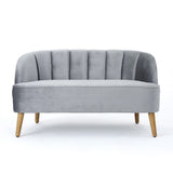 Christopher Knight Home® - Noble House - Amaia Mid-Century Modern Velvet Sofa with Seashell Backrest