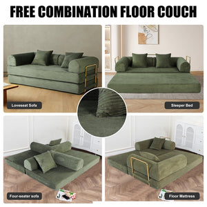 English Elm 2-in-1 Foldable Cloud Sofa Bed Plush Faux Fur Memory Foam Sleeper for Apartments W3422S00005