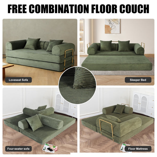 English Elm 2-in-1 Foldable Cloud Sofa Bed Plush Faux Fur Memory Foam Sleeper for Apartments W3422S00005
