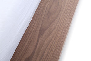 Queen Modern Walnut & White Leatherette Platform Bed – Sleek Design, No Box Spring Needed!