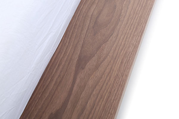 Modrest Opal Eastern King Platform Bed - Stylish Walnut Finish, Grey Leatherette Headboard & Slats