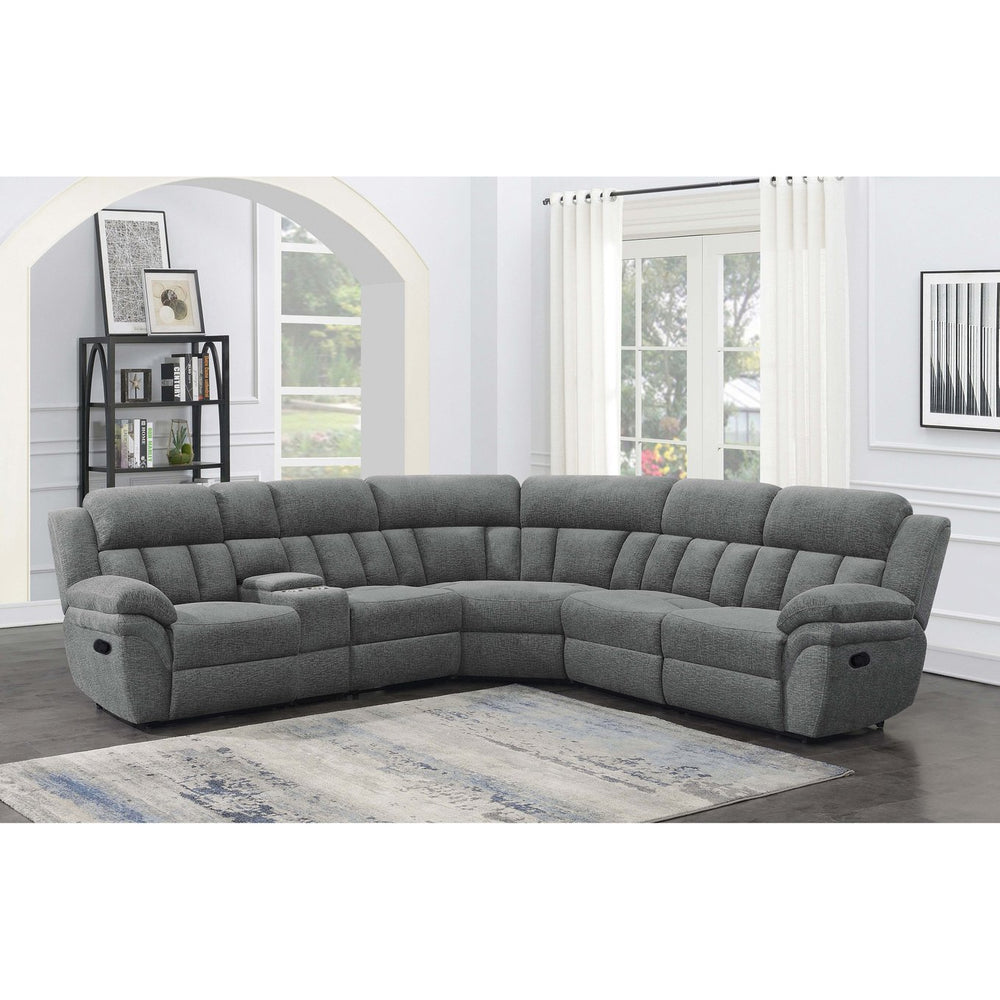 English Elm Divine Six Piece Chenille Reclining Sectional with Tufted Cushions for Living Rooms B062S01411
