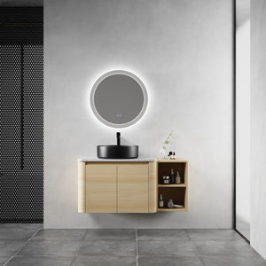 English Elm 42'' Wall-Mounted Bathroom Vanity With Ceramic Sink, Soft-Close Doors & Spacious Storage Solution W999S00474