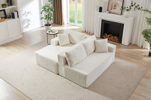 English Elm L-Shaped Modular Sectional Sofa - Plush Corduroy Sleeper, No Assembly, Perfect For Living Spaces! W2339P294926