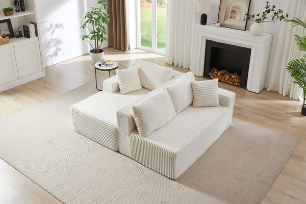 English Elm L-Shaped Modular Sectional Sofa - Plush Corduroy Sleeper, No Assembly, Perfect For Living Spaces! W2339P294926