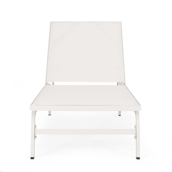 English Elm Christopher Knight Home® - FINN Chaise Lounge Set for Outdoor Patio – Aluminum Frame, Breathable Nylon Mesh, Handcrafted Comfort White 71041.00WHI