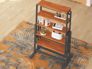 English Elm Extendable Convertible Shelf-to-Table Dining Table with Mahogany Wood & Metal Frame for Small Spaces W3128P281270