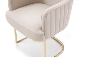 VIG Furniture Tyler Light Grey Bonded Leather Dining Chair With Champagne Gold Horseshoe Base — Ergonomic, Luxe Comfort VGVCB8599-LTGRY
