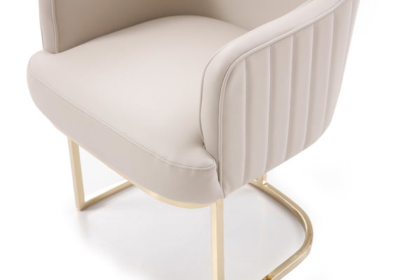 VIG Furniture Tyler Light Grey Bonded Leather Dining Chair With Champagne Gold Horseshoe Base — Ergonomic, Luxe Comfort VGVCB8599-LTGRY