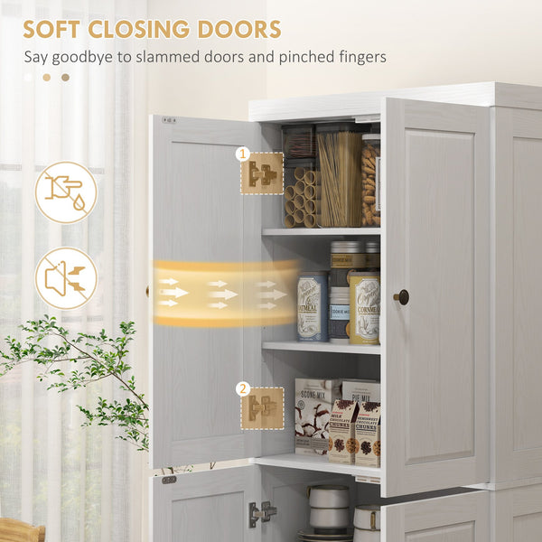 English Elm Homcom 72.5" Tall Kitchen Pantry Cabinet With Soft-Close Doors, Adjustable Shelves & Stylish Design W2225P217114