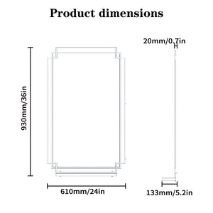 English Elm 24*36 Ines Black Iron Frame Wall Mirror with Integrated Shelf for Bath or Bedroom W708P421807