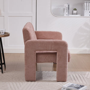 English Elm Nordic Ergonomic Double Armchair Upholstered Chenille Two-Seater Sofa 550lb Capacity Compact Lounge Chair Pink W395P380535