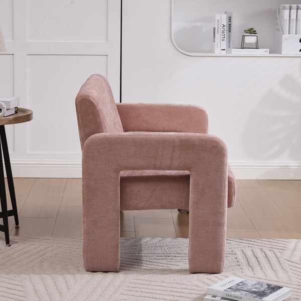 English Elm Nordic Ergonomic Double Armchair Upholstered Chenille Sofa 2-Seater Compact Lounge Chair 550LB Capacity Pink W395P380535