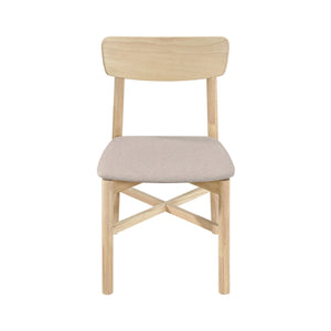 English Elm Set of 2 Tan Fabric Dining Chairs with Whitewashed Wood Frame Rounded Back B016P445273