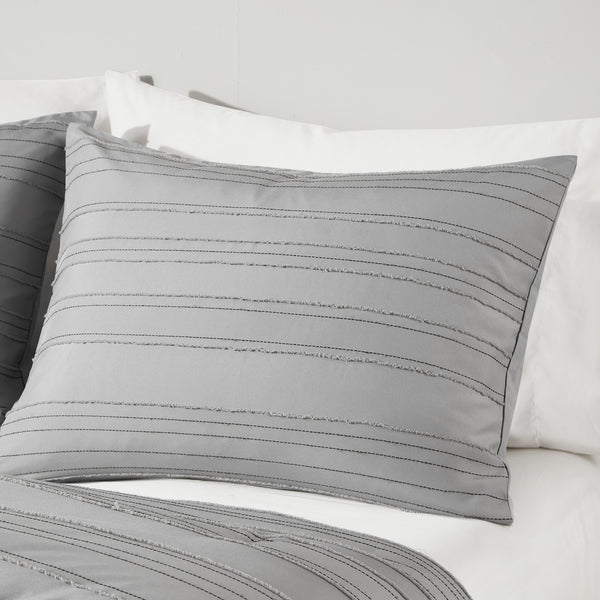 English Elm 3 Pcs Twin/Twin Xl Modern Gray Jacquard Duvet Cover Set With Throw Pillow - Soft & Easy-Care! B035P319884