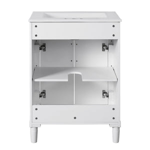 English Elm 24" Bathroom Vanity with Integrated Ceramic Sink and Adjustable Shelf, Vintage Hardware, Space-Saving Design White N710P277711K