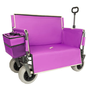 English Elm 3-in-1 Folding Wagon with Convertible Bench Seat Steel Frame 500lb All Terrain Purple W2932P390468