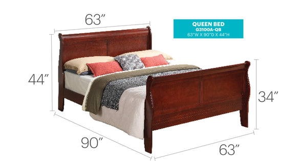 English Elm Elegant Cherry Queen Bed Frame with Warm Finish, Sturdy Particle Board, Classic Design, 84" D Durable Support B078S00271