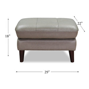 English Elm Solana Leather Ottoman with Top-Grain Seating, Pocket Coil Comfort, Kiln-Dried Wood Frame for Durability Gray B2705P338094