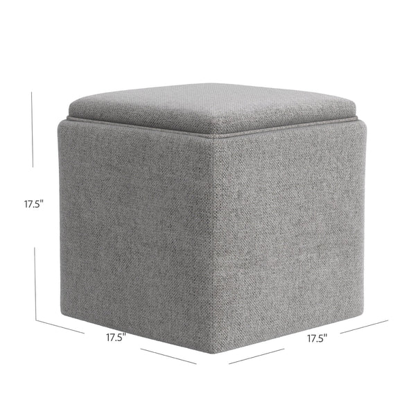 English Elm Soa Square Woven Fabric Storage Ottoman with Lift Off Tray Top for Living Rooms Gray B056P412624