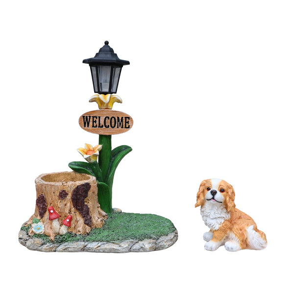 English Elm Sitting Corgi Resin Planter Sculpture Whimsical Porch Garden Decor with Succulent Cavity W5398P464242