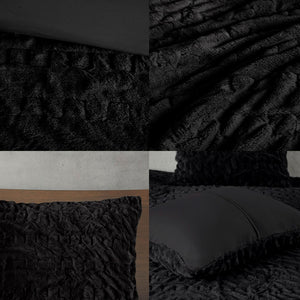 English Elm Full/Queen Blair Ruched Faux Fur Down Alternative Comforter Set – Luxurious Hypoallergenic OEKO‑TEX Bedding Ensemble Black 11.02 L x 18.31 W x 10.24 H B035129366