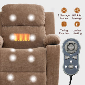 English Elm Infinite Power Lift Recliner with Massage Heat Usb Port and Cup Holders for Seniors W5029P388739