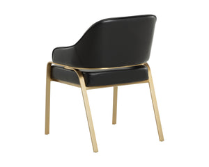 Sunpan Malachi Dining Armchair - Luxurious Design with Stainless Steel Base for Elegant Dining Spaces Gold, Cantina Black