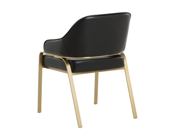 Sunpan Malachi Dining Armchair - Luxurious Design with Stainless Steel Base for Elegant Dining Spaces Gold, Cantina Black