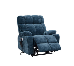 English Elm Liyasi Zero Gravity Power Recliner Eco Leather Massage Lumbar Heat Usb Charging Blue W820S00073