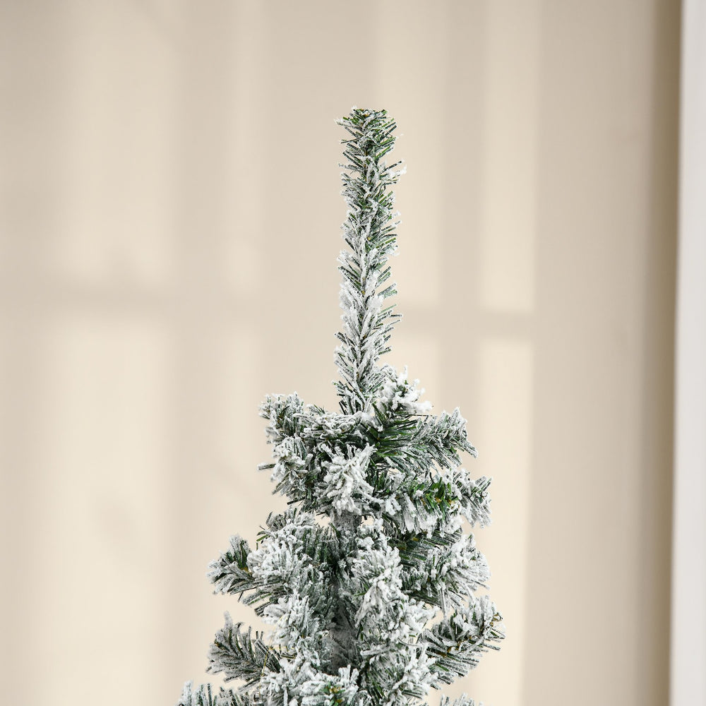 English Elm Homcom 6' Slim Snow-Flocked Artificial Christmas Tree - Realistic Branches & Space-Saving Design W2225P229631