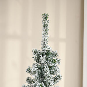 English Elm Homcom 6' Slim Snow-Flocked Artificial Christmas Tree - Realistic Branches & Space-Saving Design W2225P229631