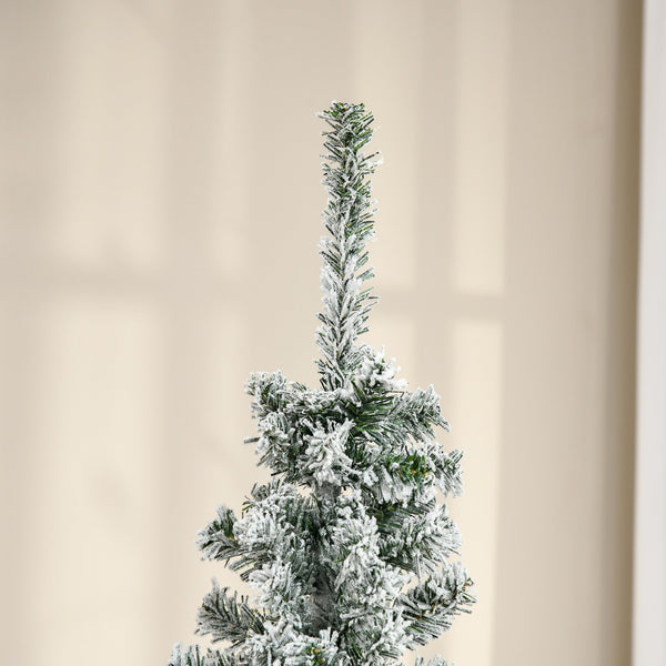English Elm Homcom 6' Slim Snow-Flocked Artificial Christmas Tree - Realistic Branches & Space-Saving Design W2225P229631