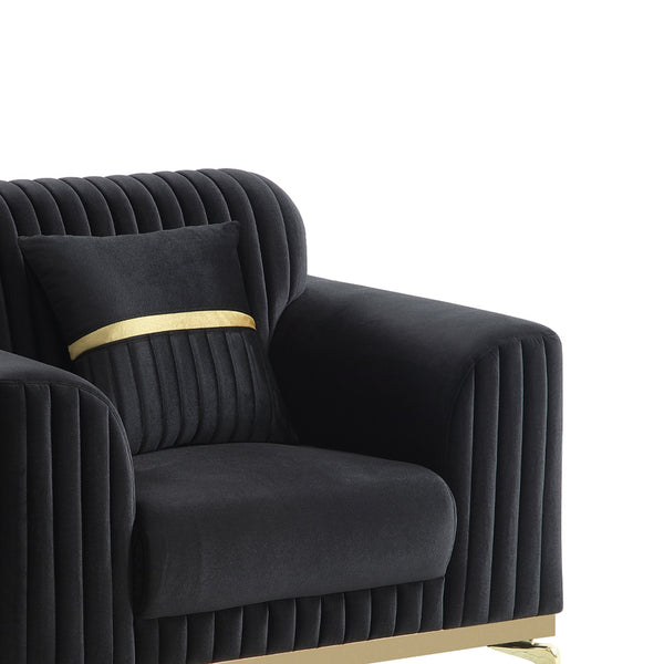 English Elm Antigua Glam Accent Chair with Bold Gold Trim and Plush Foam Seating for Modern Spaces Black+Gold B009P417484