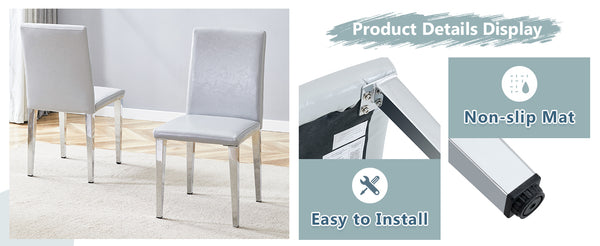 English Elm Four Pu Leather Dining Chairs with Metal Legs Modern Minimalist Set for Stylish Homes W1151P383507