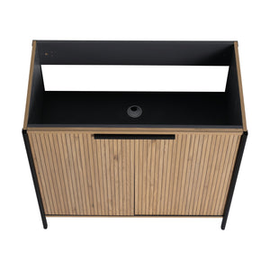 English Elm 36" Freestanding Bathroom Vanity Modern 36 Inch Plywood Cabinet with Soft-Closing Hinges & Shelf W999P251007