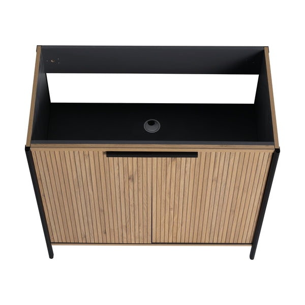 English Elm 36" Freestanding Bathroom Vanity Modern 36 Inch Plywood Cabinet with Soft-Closing Hinges & Shelf W999P251007