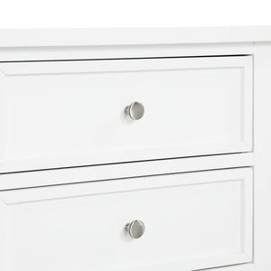 English Elm Luca 3-Drawer Nightstand with Dovetail Drawers and Metal Glides, Tapered Legs, No Assembly Required White B050P376948