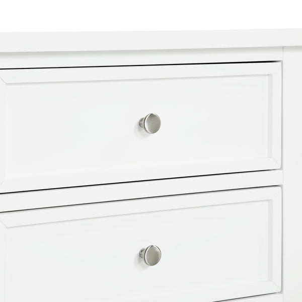 English Elm Luca 3-Drawer Nightstand with Dovetail Drawers and Metal Glides, Tapered Legs, No Assembly Required White B050P376948