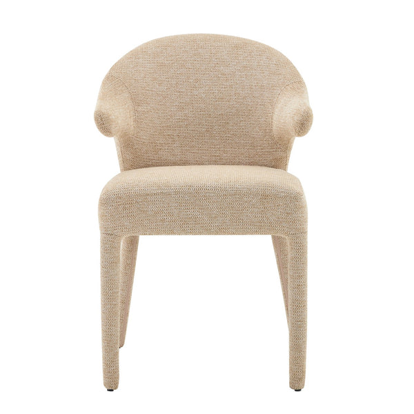 English Elm Modern Chenille Linen Accent Chair Sculptural Hollow Back Swivel Seat for Dining Vanity Khaki W3493P456190