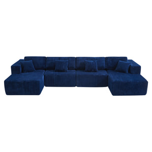 English Elm Corduroy Cloud Modular Sectional with Deep Foam Seats and Flannel Upholstery for Living Rooms W1765S00127